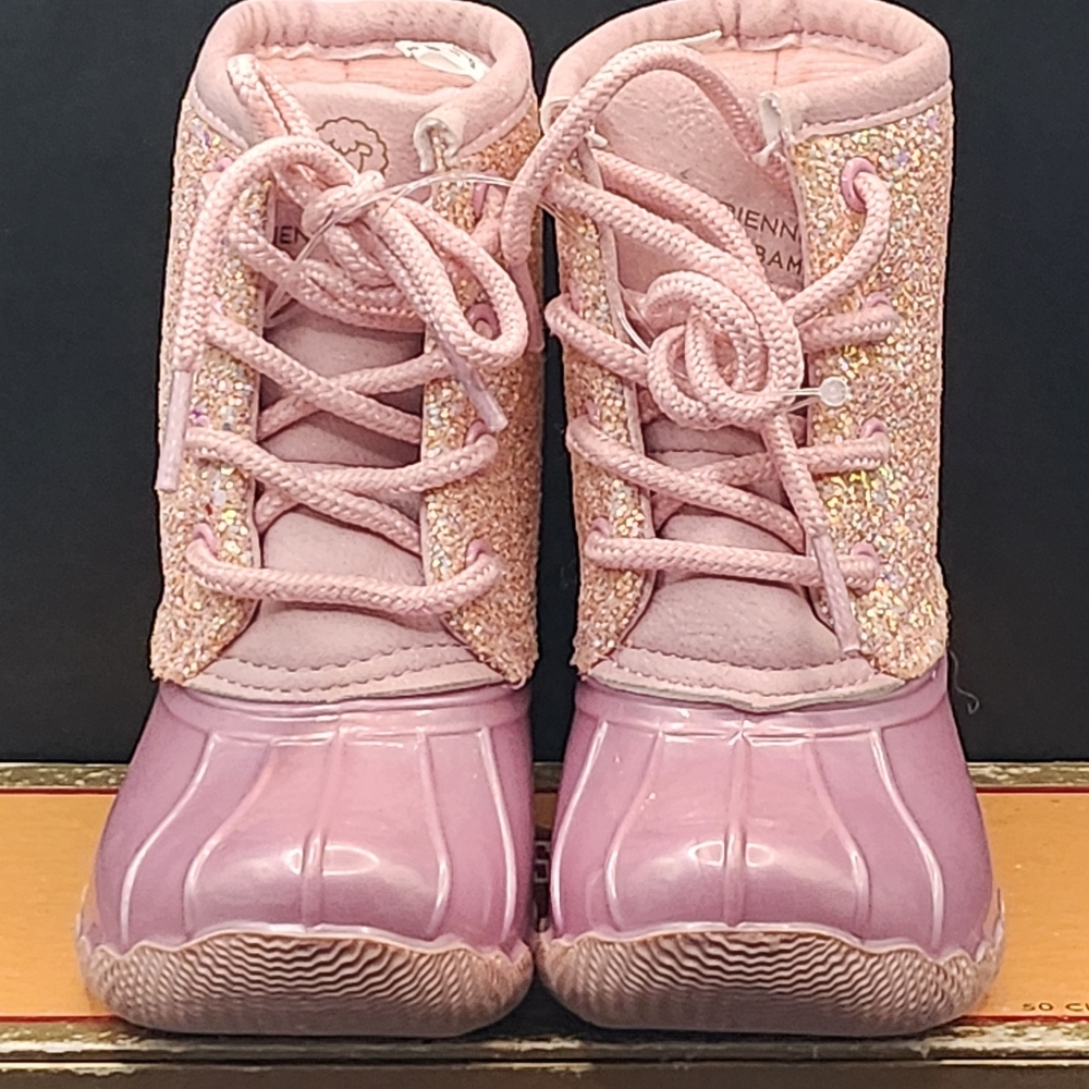 Adrienne Vittadini Bambini Gavin-04T Girls Pink Sparkle Boots Size 7